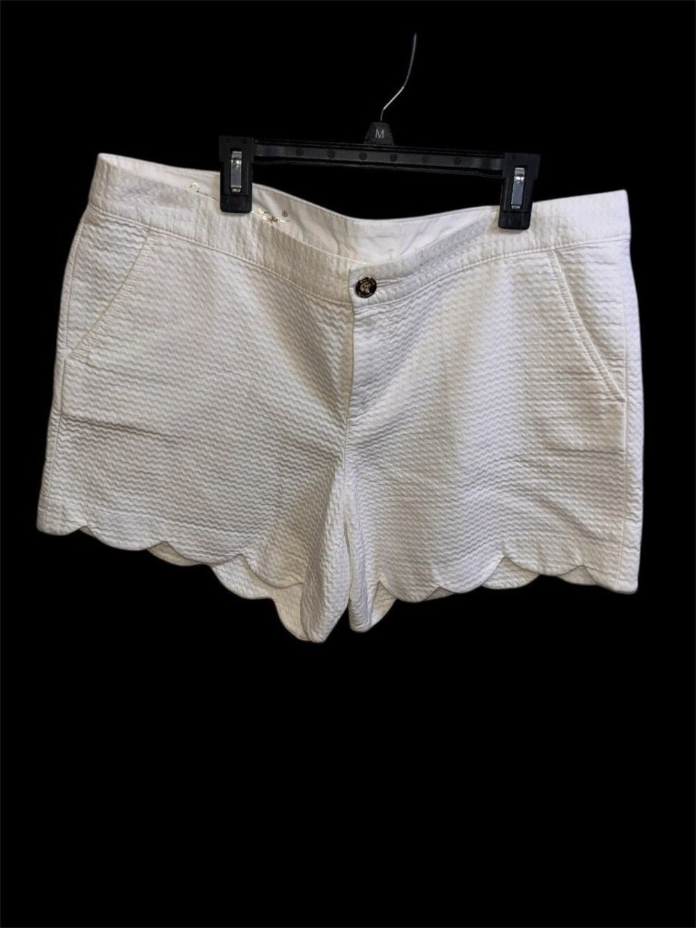 Lilly Pulitzer Resort White Buttercup Shorts Sz 10 Scalloped Hem 5" Inseam Jacqu - Picture 3 of 11